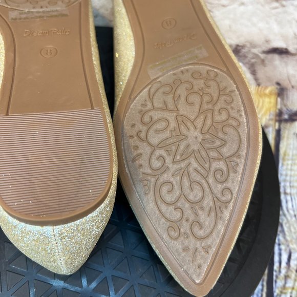 Dream Pairs Metallic Glitter Sparkle Gold Pointed Toe Slip On Ballet Flats 8 - Picture 7 of 9